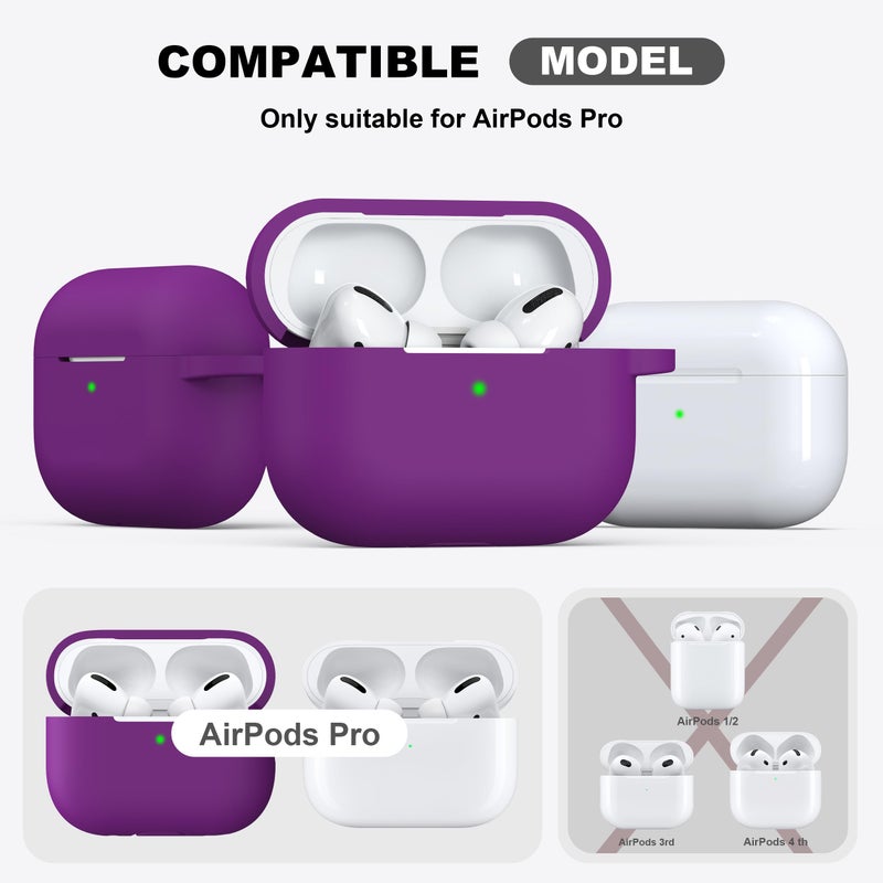R-fun for AirPods Pro 2nd/1st Generation Case with Cleaner Kit,Soft Silicone Protective Case Cover for Apple AirPod Pro 2/1 for Women Men,AirPods Pro Case Accessories with Keychain,Violet - Image 4